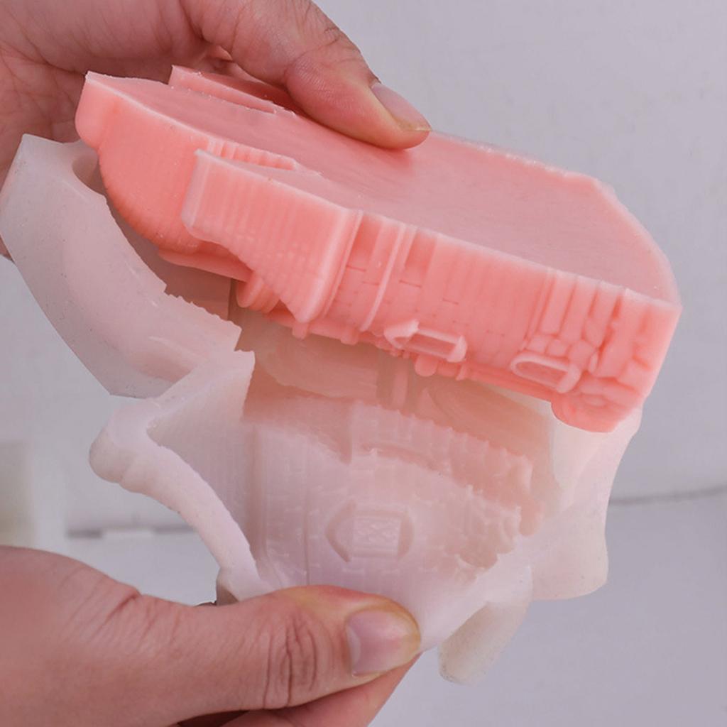 3D Castle Candle Mould Ornament Handmade Castings Molds Ancient Castle Silicone Molds Plasters Molds Craft Supplies