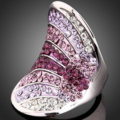 Sterling Women Korean Style Full Rhinestone Index Finger Ring