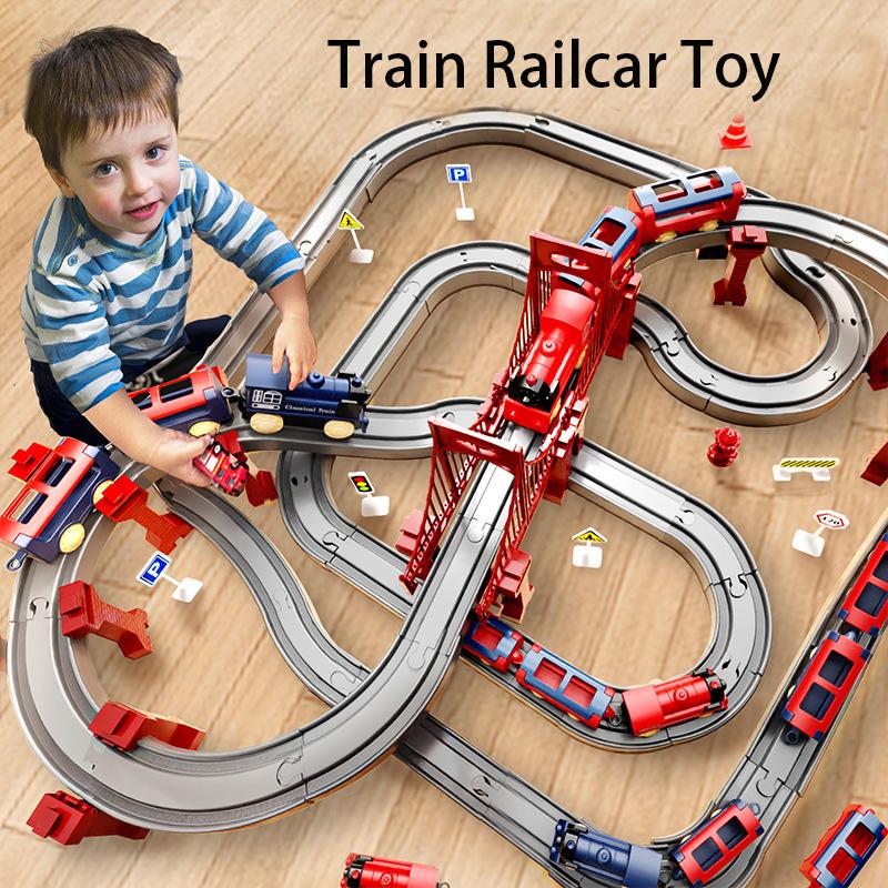 44Pcs/set Electric Assembling Rail Train Boy Educational Simulation Model Set Birthday Gift Train Track Toys