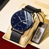 Men's Watch Business Casual Quartz Ultra Thin Waterproof Luminous Leather Mesh Band Fashion Wristwatch