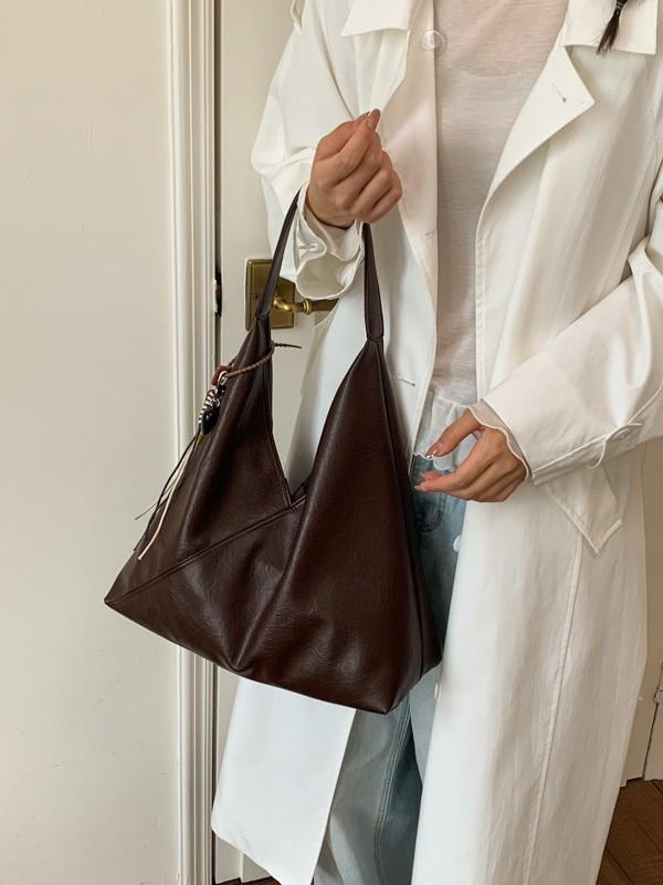 Vintage Soft Leather Women's Large Capacity Shoulder Bag - Stylish, Versatile Tote for Casual or Work Commute