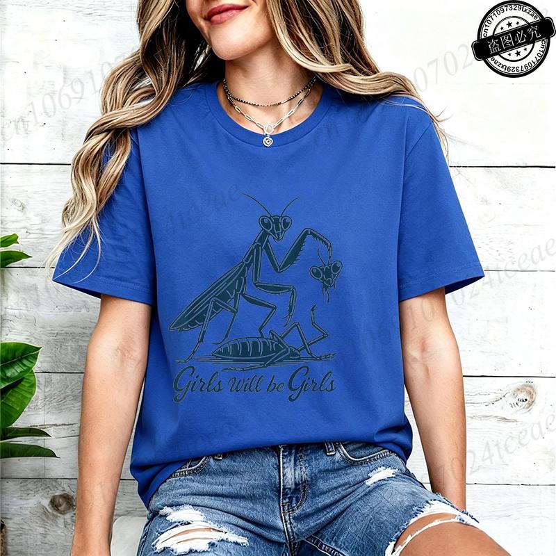 Dameskleding Meisjes Blijven Meisjes Print T-shirt Hipster T-shirts Casual T-shirt Ronde Hals T-shirt Grafisch T-shirt Korte Mouw Kleding