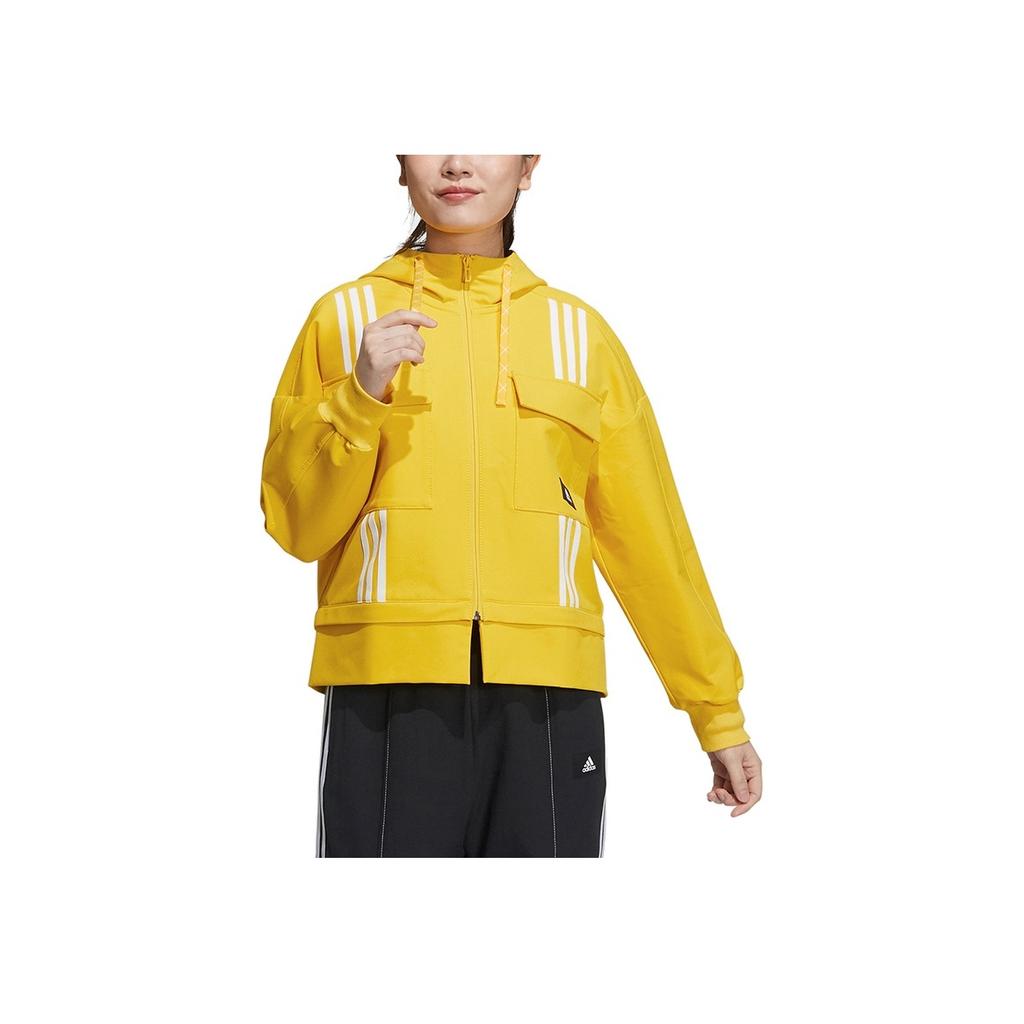 Adidas Casual Sports Zip Hooded Jacket Women Jackets Yellow GP0627