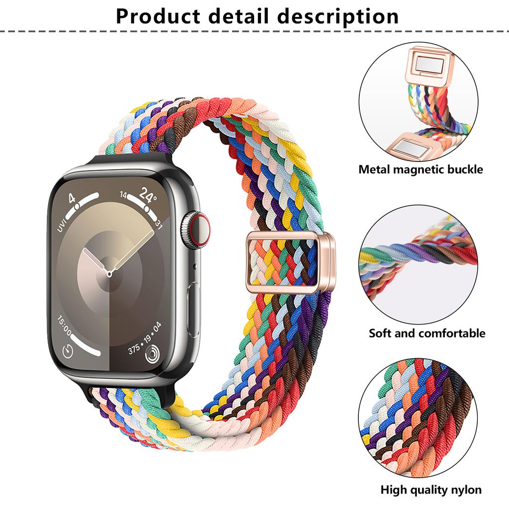 KALEBOL Braided Watch Strap For Apple Watch Series 10 Ultra 9 8 7 SE 6 5 4 3 2 1 46mm 49mm 45mm 44mm Magnetic Nylon Wristbands