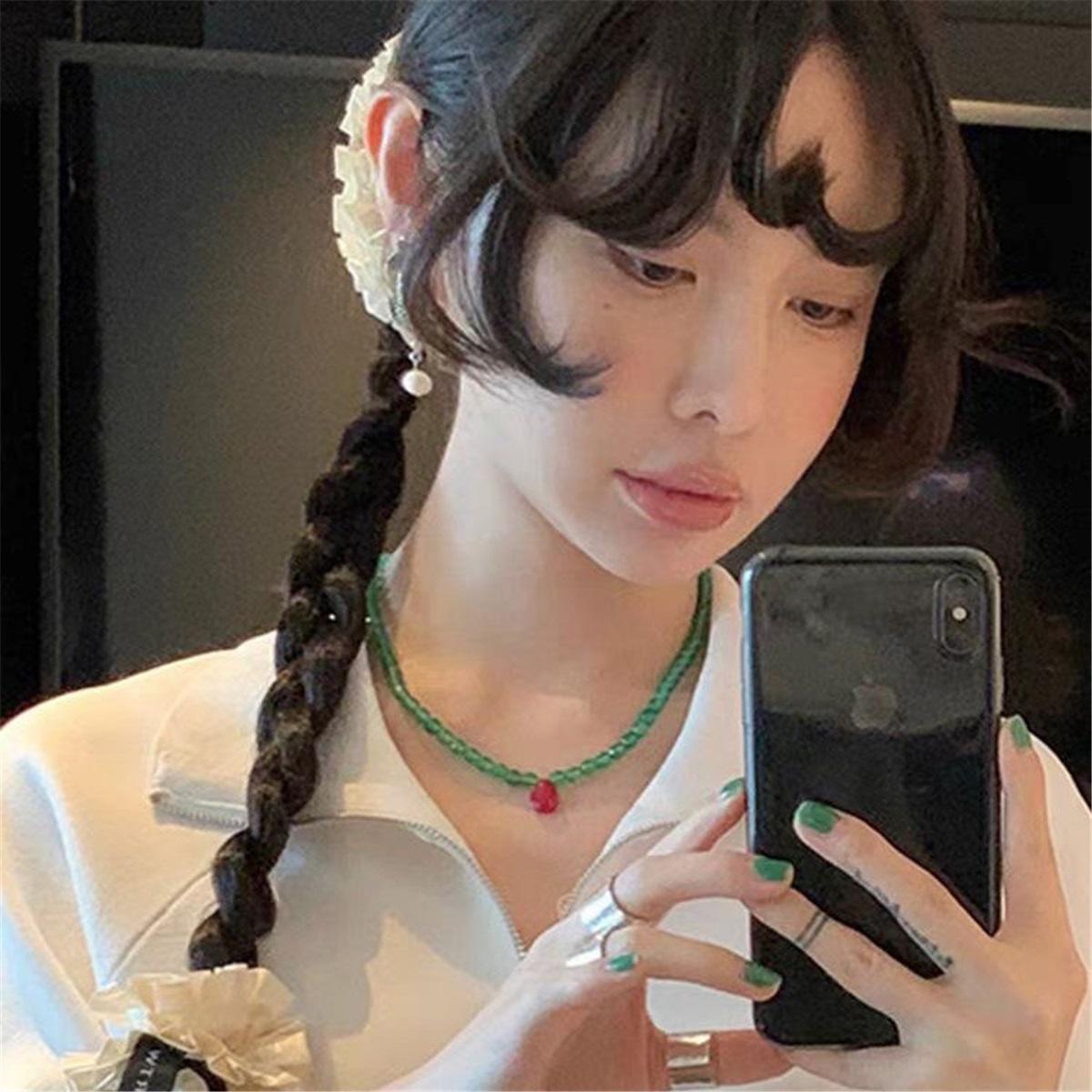 

Tooxika Винтажная Личность Легкая Роскошь Простой Турмалиновый Зеленый и Красный Цветовой Контраст Бусы Ожерелье Модная Цепочка на Ключицу Женская зелёный