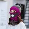 Comfortable Thick Fleece Beanie Hat Scarf Soft Plush Breathable Scarf Cap Keep Warm Winter Hat Mask Women