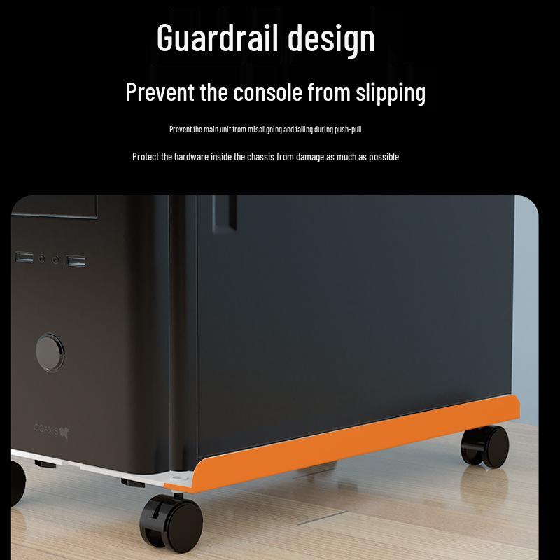 Movable Computer Host Desktop Case with Wheels and Retractable Thickened Base