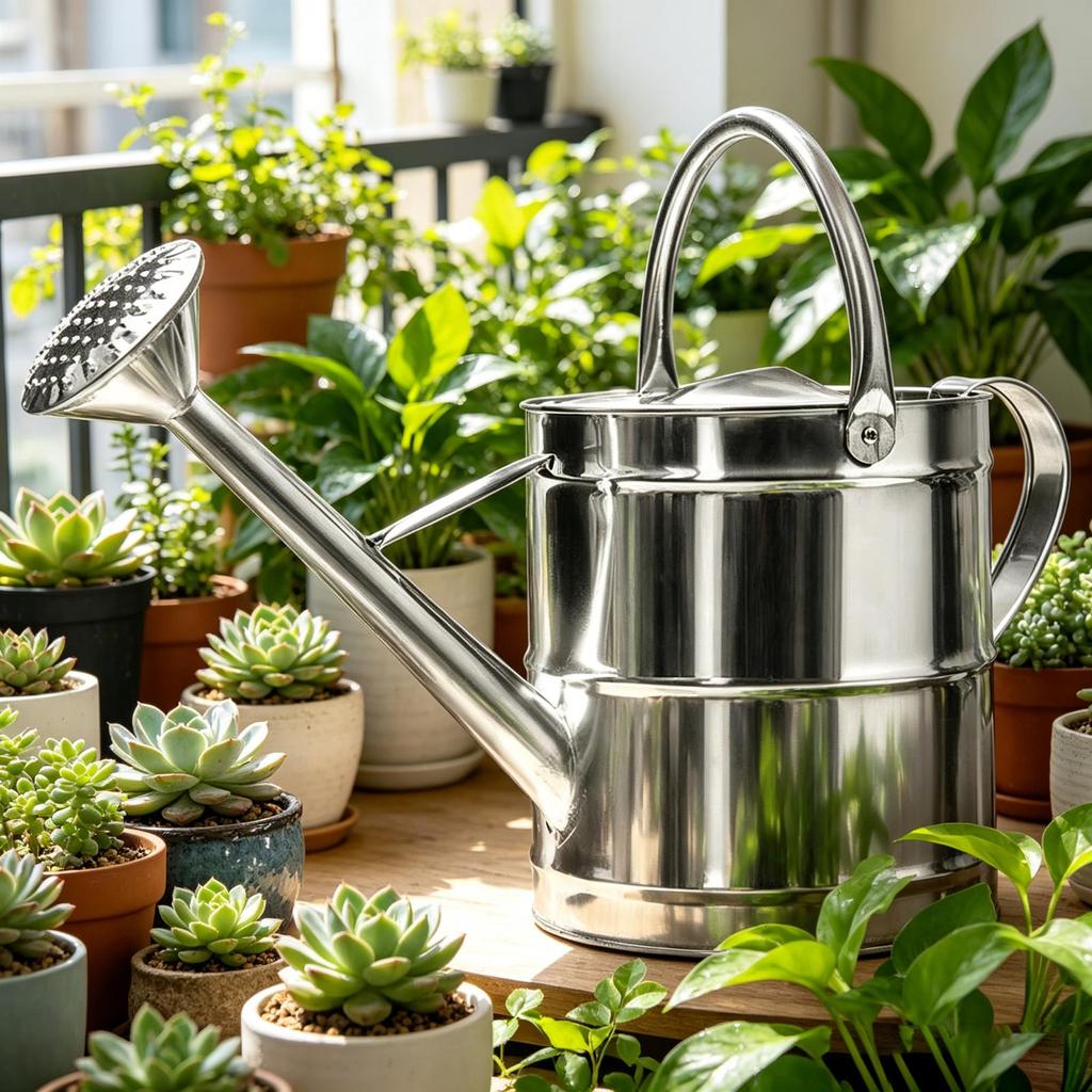 Indoor Plant Watering Can Stylish Stainless Steel Gardening Tool with Long Spout Ideal for Balcony Flowers and Patio Plants
