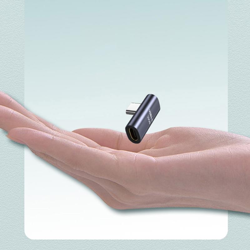 Right Angle USB C Adapter 90 Degree Low Profile Type C Male To Female Extender Support USB C 3.1 Charge Data Transfer
