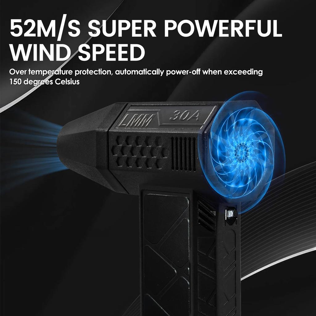 Rechargeable Violent Blower 130000 RPM Brushless Motor Portable Mini Turbo Jet Fan 52m/s Electric Air Duster Industrial Duct Fan