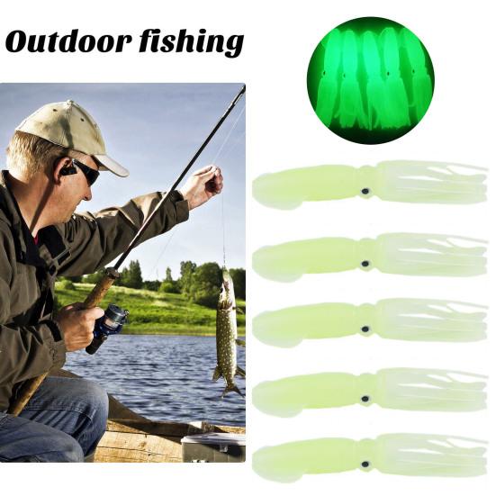 5Pcs Squid Soft Baits Fishing Lures Realistic Looking Natural Swimming Posture Luminous Effect Artificial Soft Fishing Lures