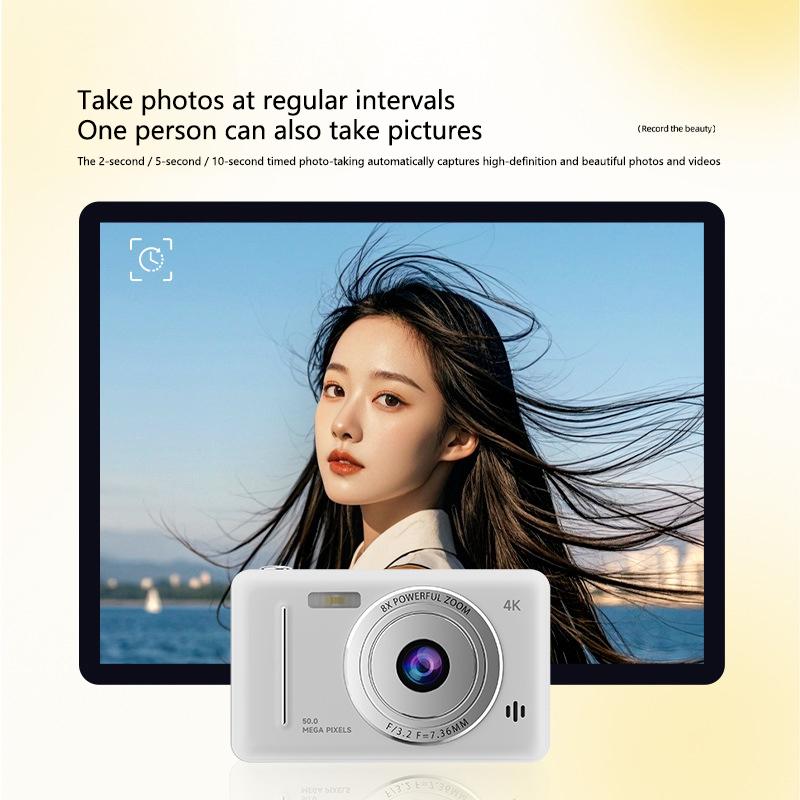 1 Set Dual Camera Flash 50 Million Pixels Auto Focus Intelligent Anti-Shake Entry-Level Camera 4K Retro Ccd Digital Camera