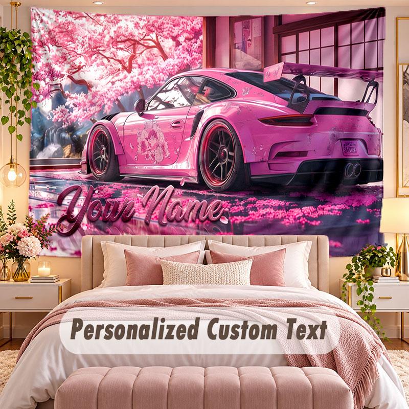 Autorennen (135) Themen-Wandteppich, individuell mit Namen und Text, personalisierter Hänge-Wandteppich für Schlafzimmer, Wohnzimmer-Dekoration