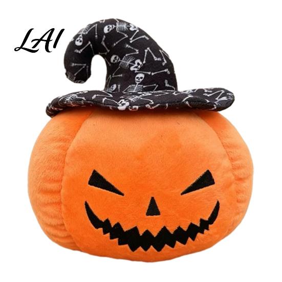 Halloween Party Scene Layout Pumpkin Plush Toy Cute Wizard Hat Stuffed Animal Pillow for Theme Room Ornament Sofa Bed Spooky Home Decor And Holiday