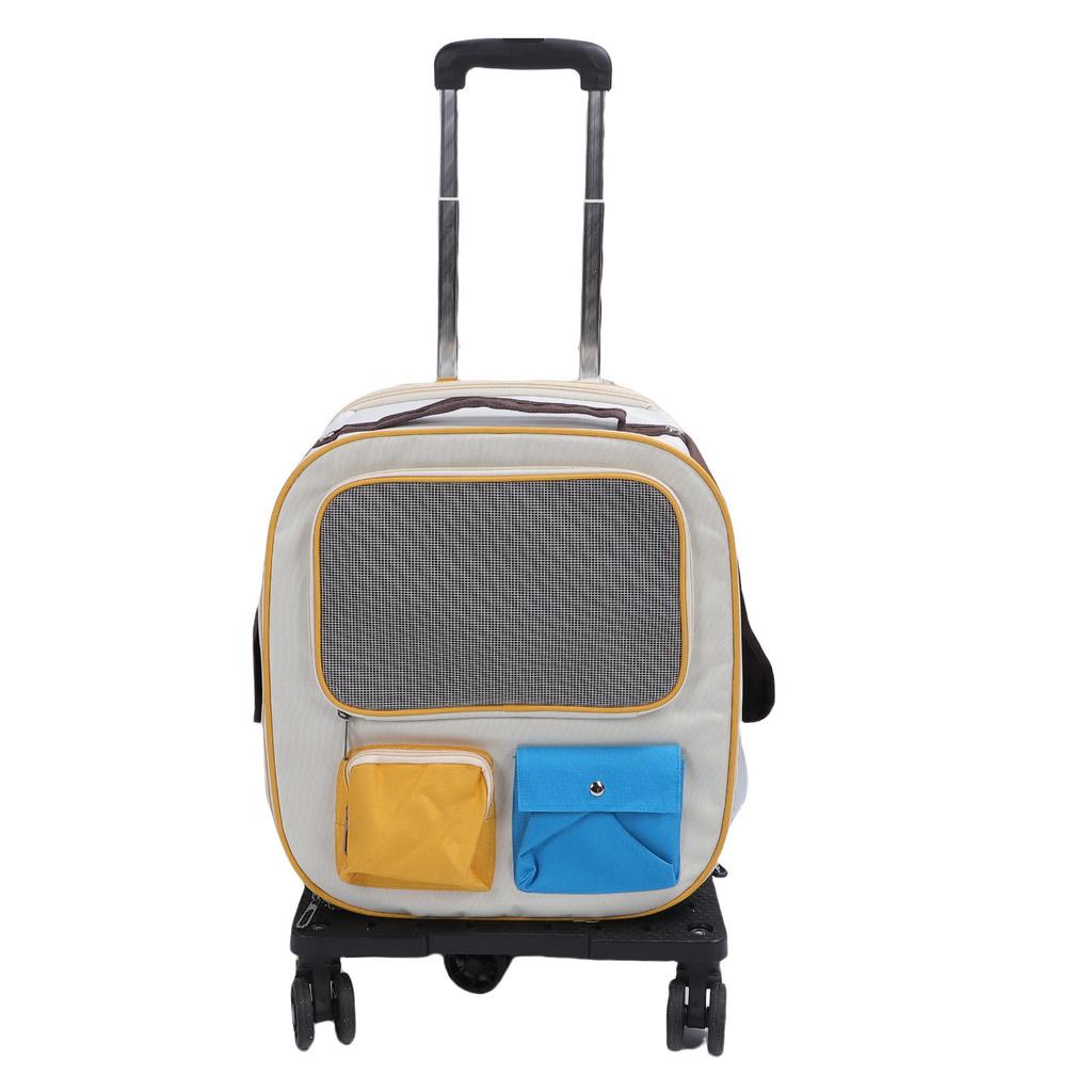 Pet Carrier Backpack with Wheels 2 in 1 Breathable Window Large Capacity Portable Rolling Cat Dog Carrier Bag for Travel