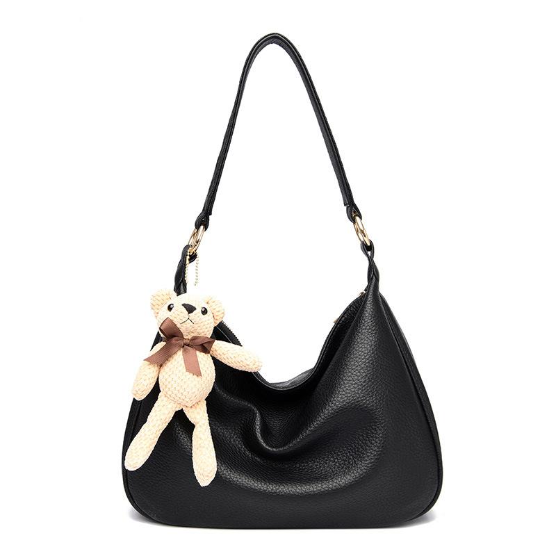 

Lazy wind crescent underarm bag 2025 new high-end bear pendant bag versatile one-shoulder cross-body women s bag чёрный