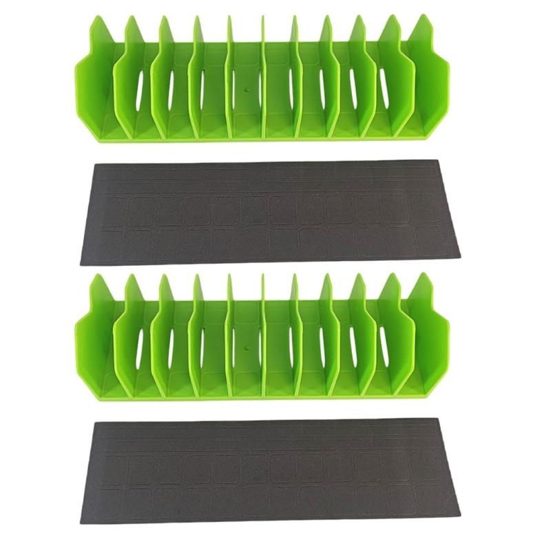 

2 Pack 10 Slot Pliers Cutter Organizers Rack with Nonslip Rubber Base to Fit 3 Inch High Drawers Tool Storage Rack зелёный