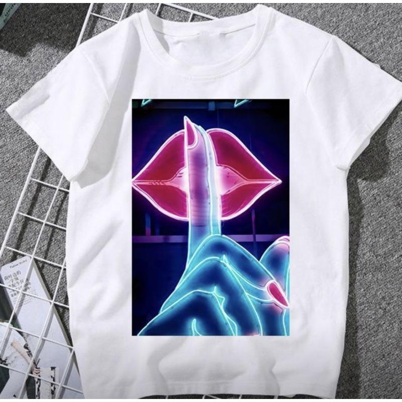 

Сексуальный принт губ, Модная футболка с коротким рукавом XXXL