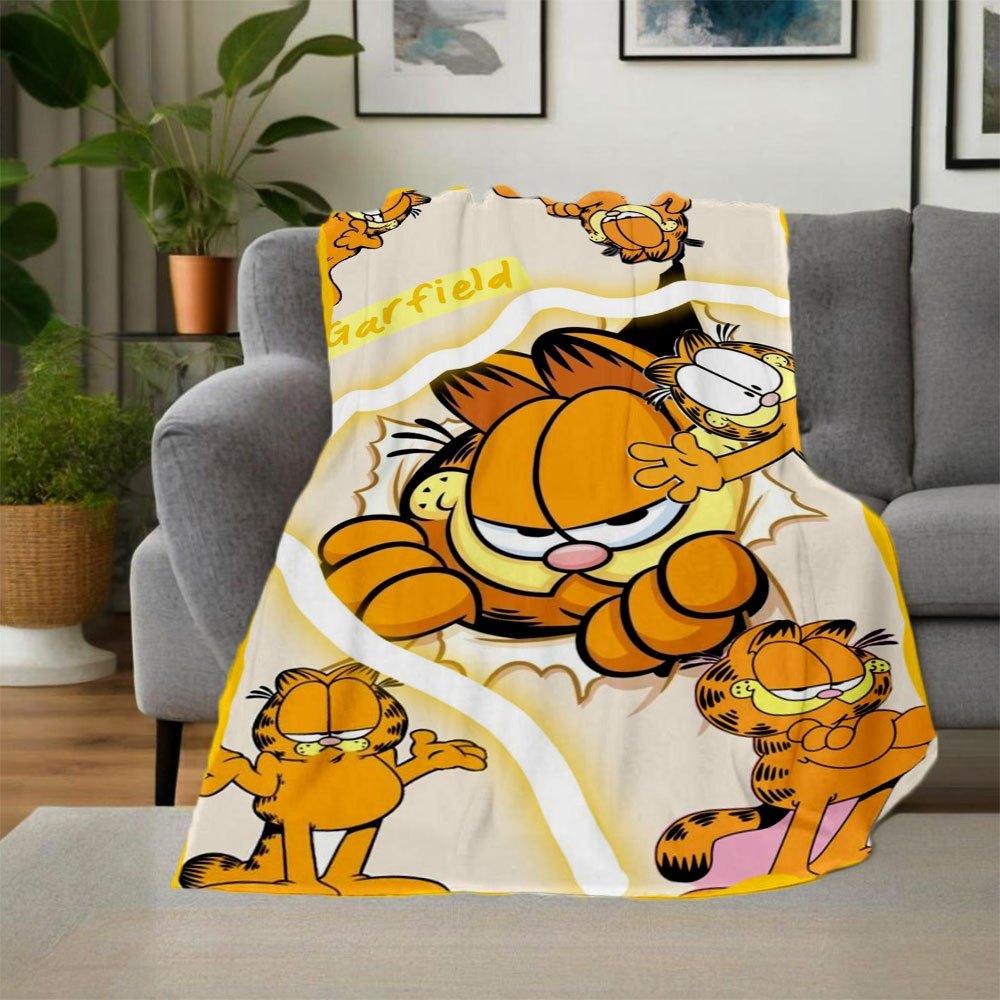 "Garfield Cat Wall Art Decor Sticker"Blanket Flannel Throw Blanket for Sofa, Bed, Travel, Camping, Office