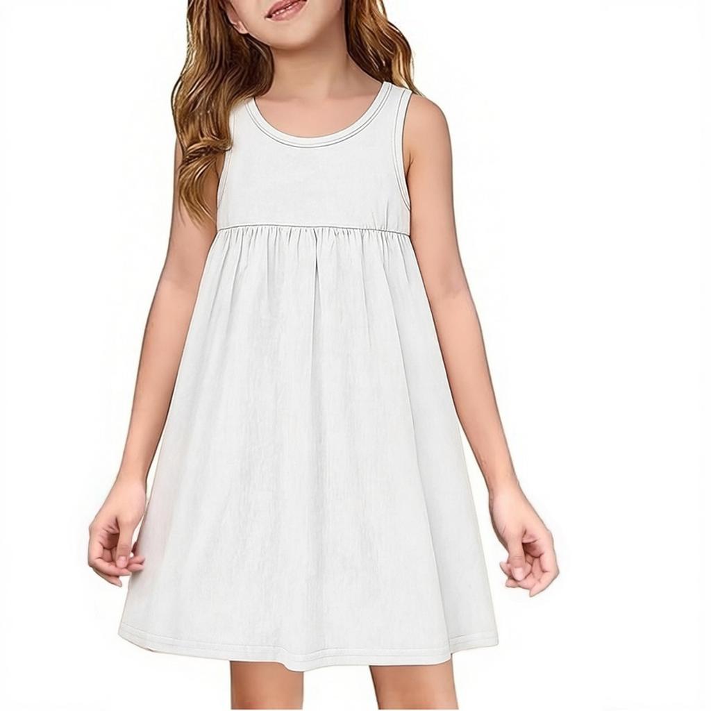 Children's Casual Pullover Sleeveless Round Neck Dress