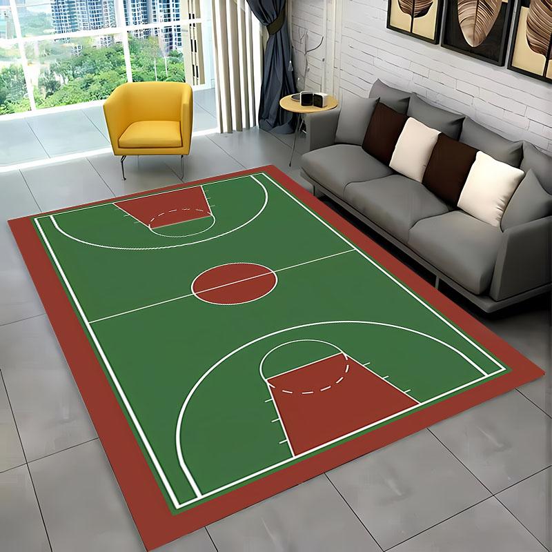 Cartoon Football Field Carpet Sports Theme Play Mat for Boys Girls Green Soccer Field Floor Mats Gift for Football/Soccer Lovers