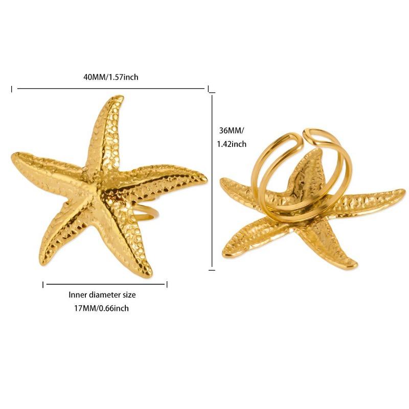 Übertriebener Edelstahlring Premium Hammer Seestern Sonne Opal Verstellbarer Ring Titanstahlring