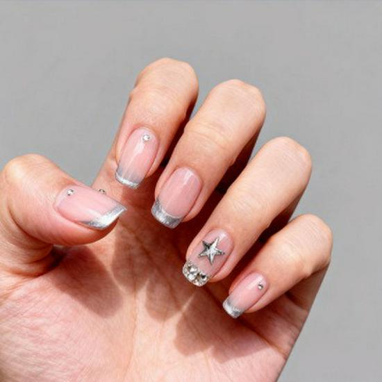 Star & Moon Series: Mocha Aurora Nails - Sweet, Skin-Brightening, Crushed Diamonds & Pearls Manicure