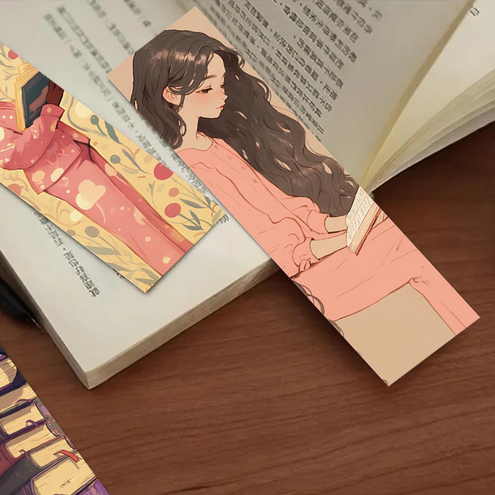 32pcs, retro girl and Cat reading bookmarks, perfect for teachers, readers and book lovers, a perfect birthday gift