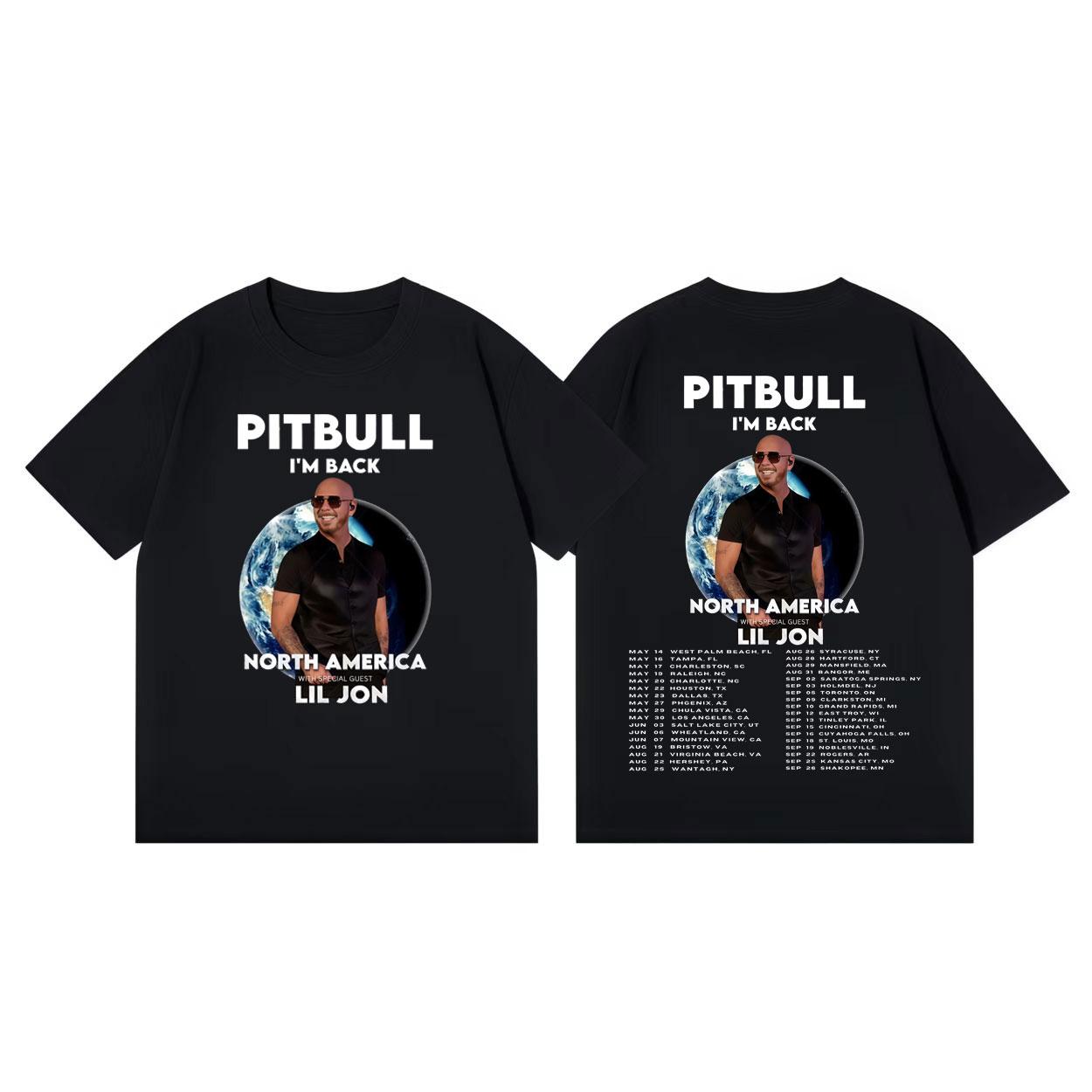 

Rapper Pitbull Im Back Tour 2026 Graphic T Shirts Men Women Fashion Hip Hop Tshirt High Quality Cotton Short Sleeve Tshirts 4XL