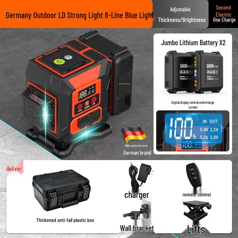 12-Line High Precision Green Infrared Level with Automatic Outdoor Wall Sticking and Self-Leveling