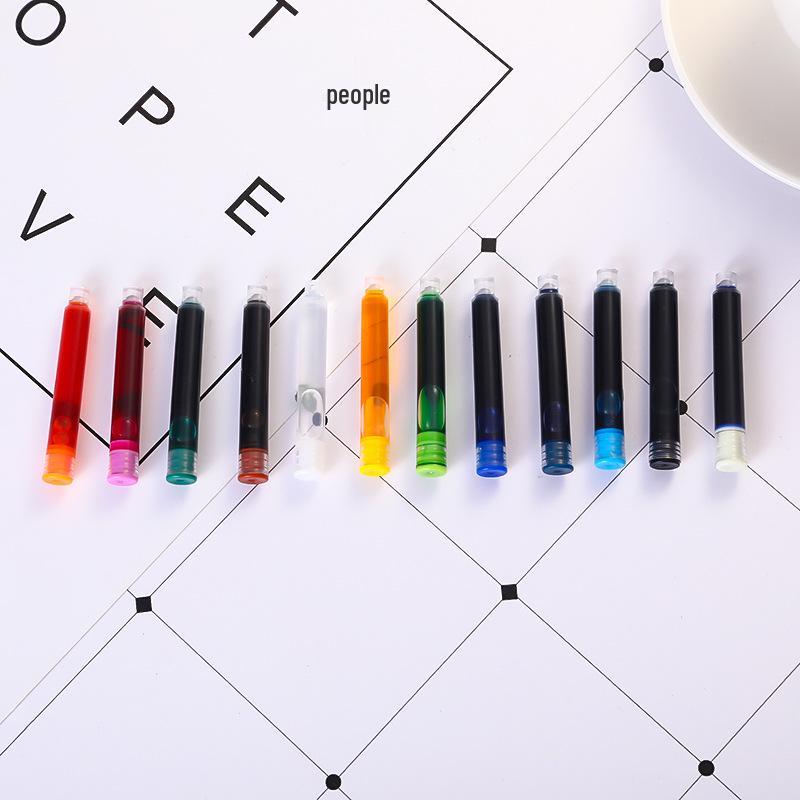 Universal Fountain Pen Ink Cartridges - 3.4mm Large Diameter, Colored Ink for Primary School, Replacement Pack