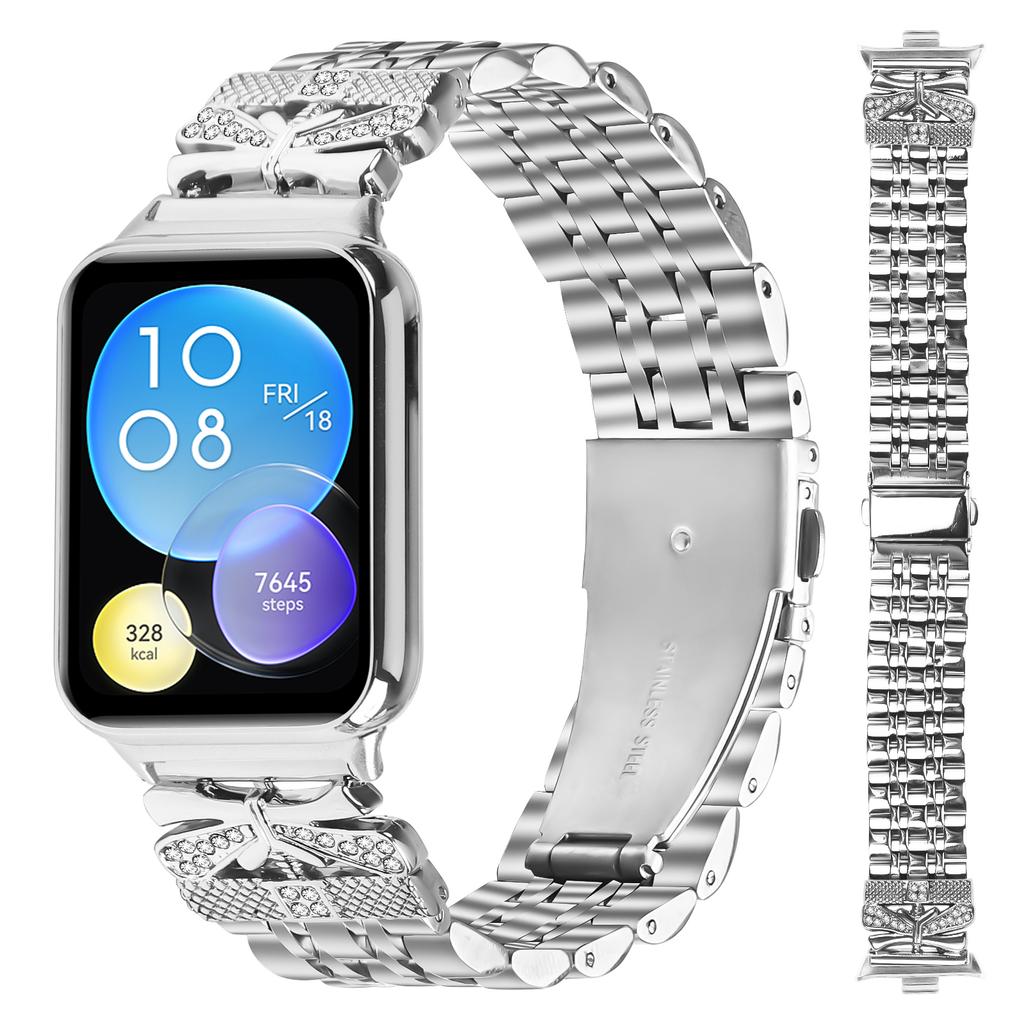 Metall-Uhrenarmband für Xiaomi Redmi Watch 5/4 Strass-Schmetterlings-Dekor Edelstahl Silbernes Armband