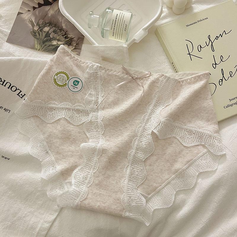 

«7A Антибактериальное нижнее белье для девочек со средней посадкой из кружева и хлопка — женские большие размеры» L (for 80-110 jin) розовый