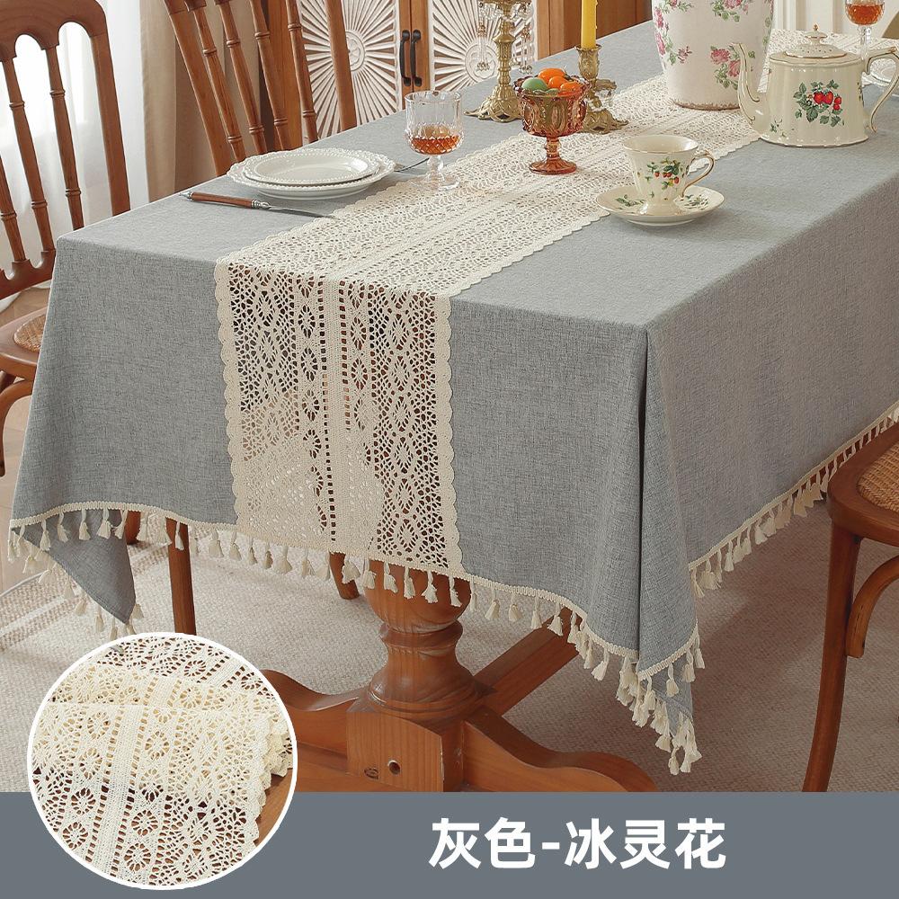 Popular Household Dining Table Tablecloth Decoration Imitation Cotton And Linen Coffee Table Towel Square Hollow Embroidered Tablecloth