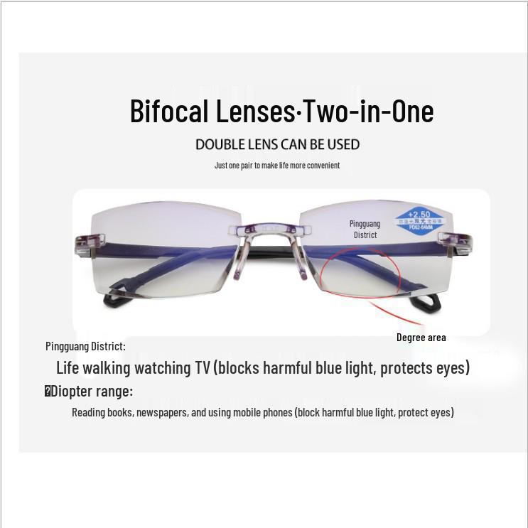 Frameless Smart Auto-Focus Reading Glasses, European & American Style, Anti-Blue Light & Anti-Radiation, Minimalist Design.