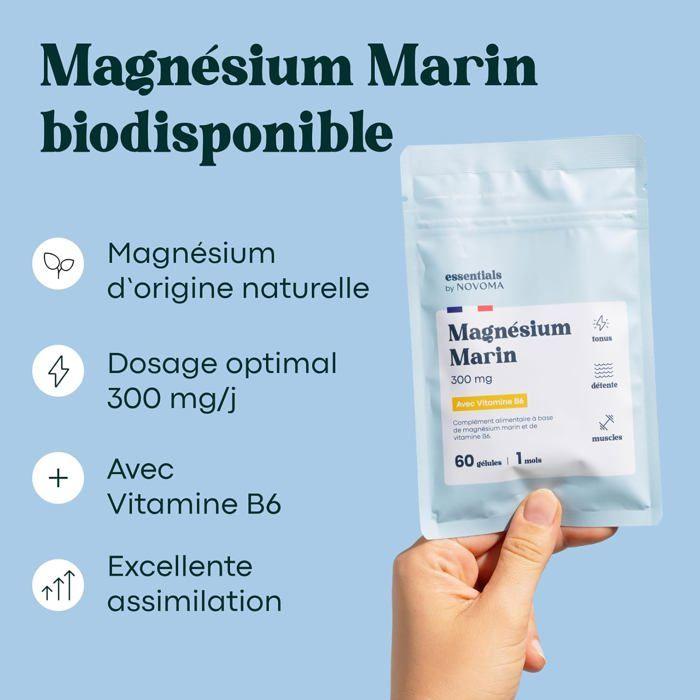 Meeres-Magnesium + Vitamin B6 1-Monats-Kur, 60 Kapseln Müdigkeit und Stress