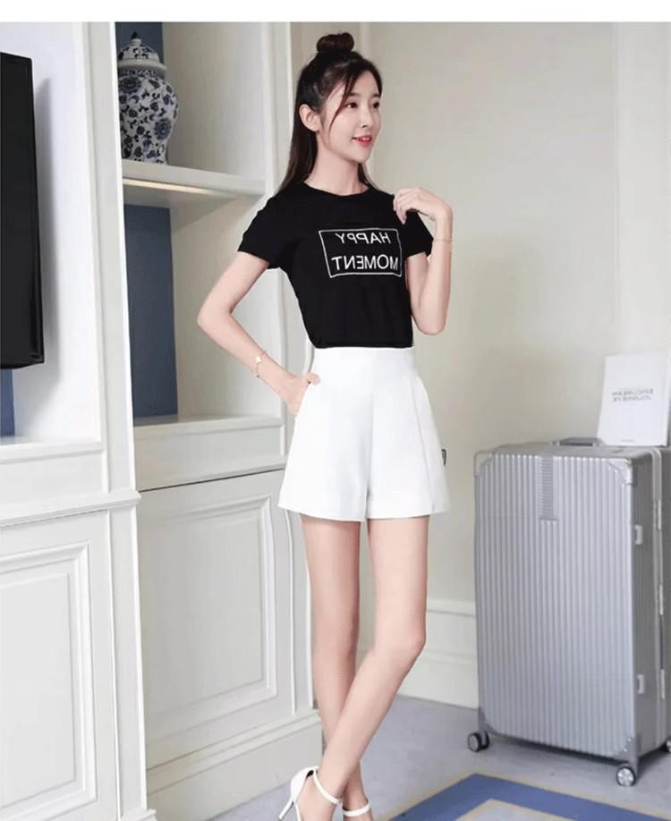 Women's White Wide-Leg High-Waist A-Line Casual Shorts - Summer 2024