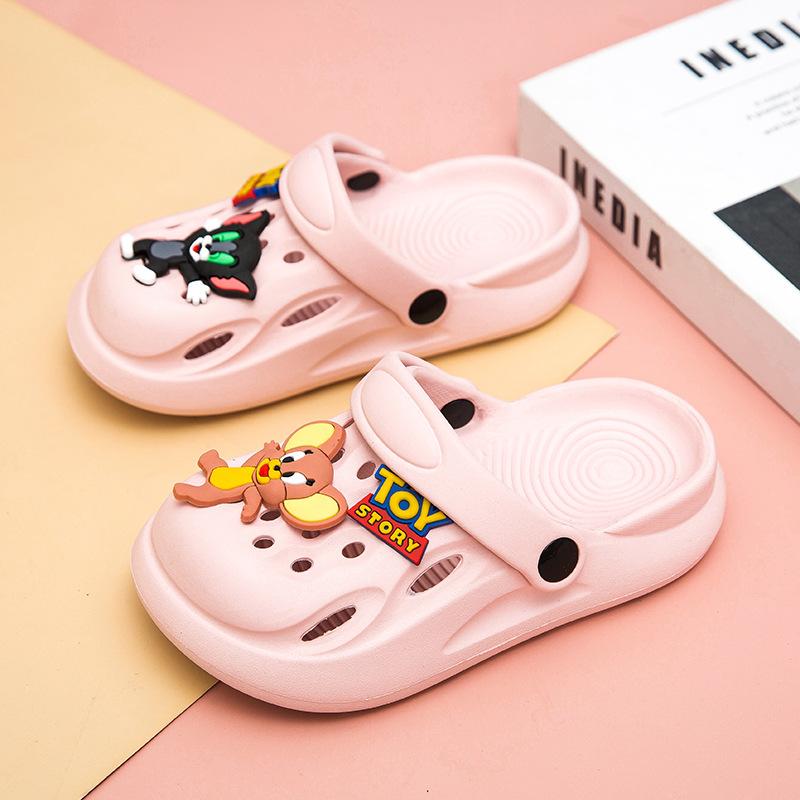 Children's hole shoes new summer baby boys slippers girls indoor and outdoor non-slip bag head beach shoes breathable