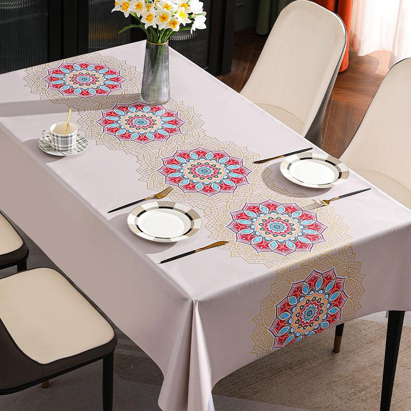 Waterproof and Oil Resistant PVC Table Cloth Ins Tea Rectangular Minimalist Floral Tablecloth