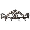 Two cast iron wall hangers, brown, decorated, decorative, 4 hooks