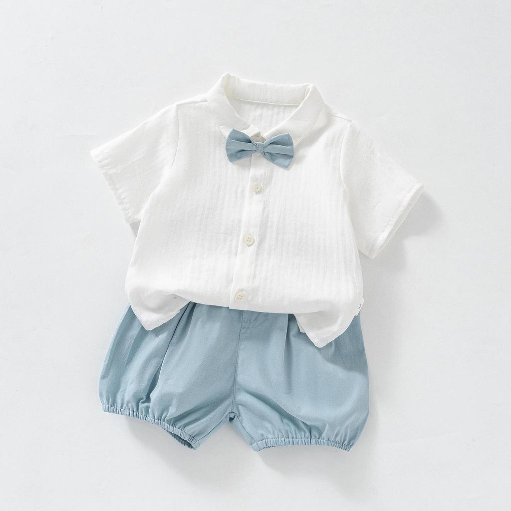 Baby Boy's First Birthday Formal Outfit – Short-Sleeve Shirt & Shorts Set