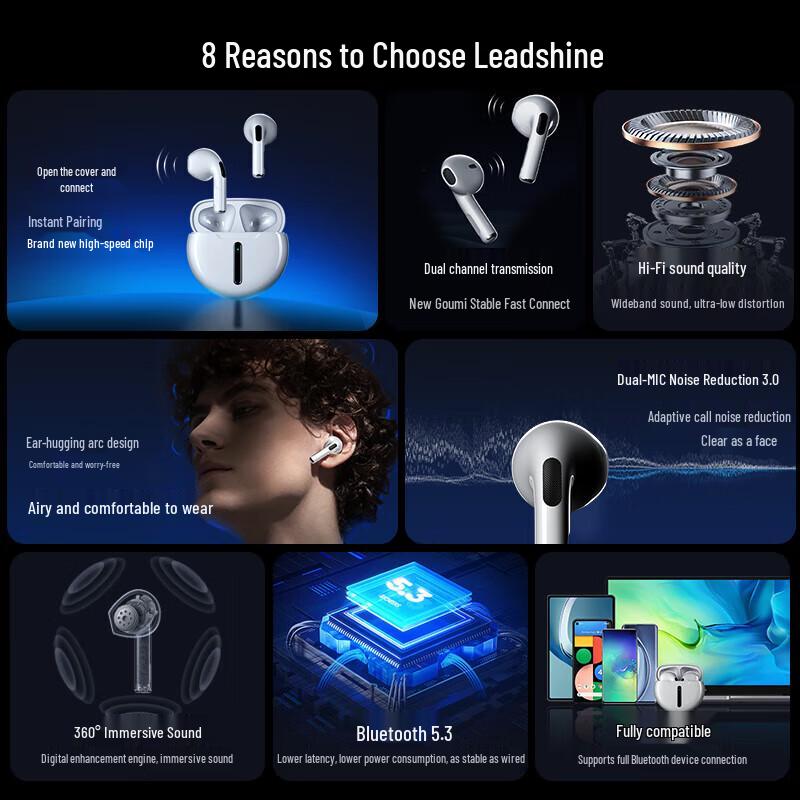 LINGCHEN H77 Wireless Bluetooth Noise-Cancelling Earphones