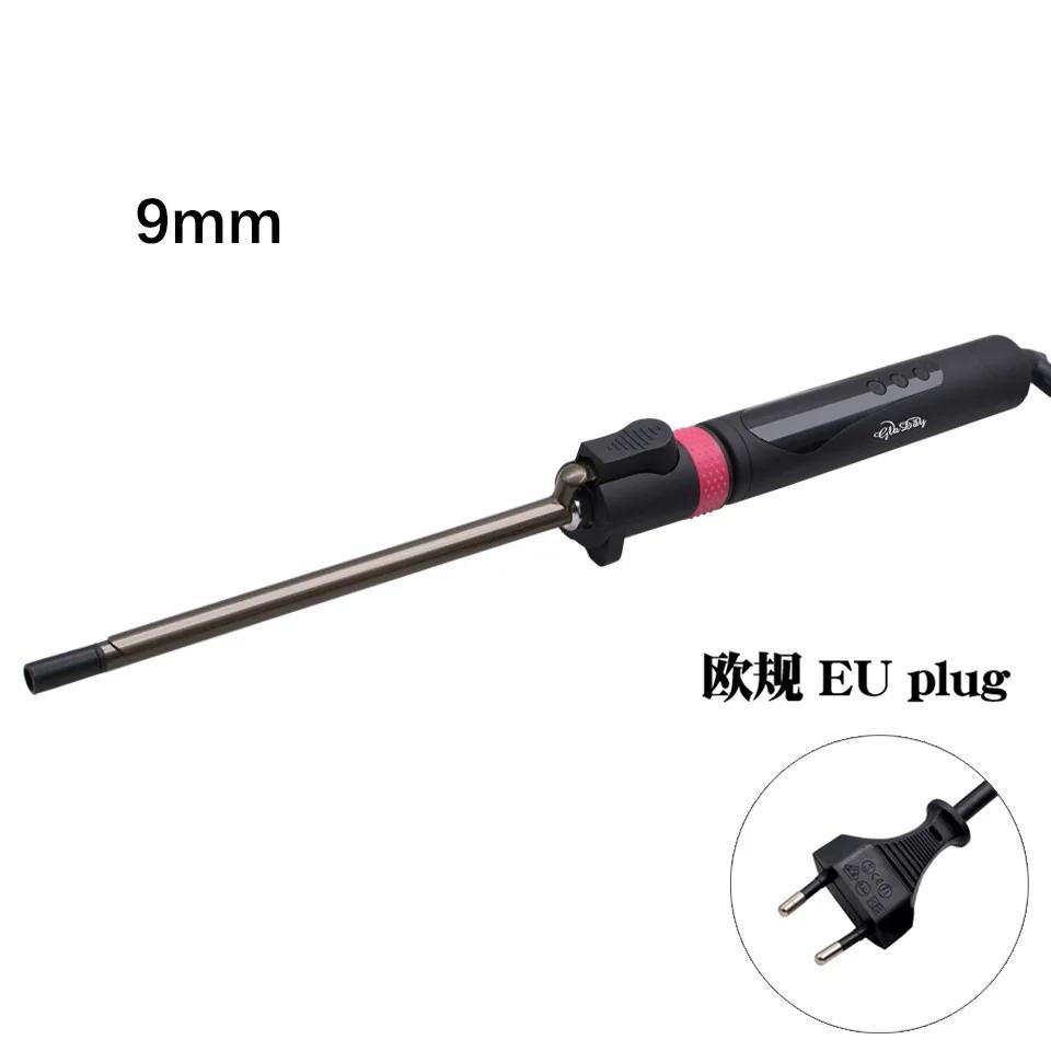 Bestseller Neues 9mm Lockeneisen Kurzes Haar Haar-Eisen-Klammer 360 Grad Drehbar Lockeneisen