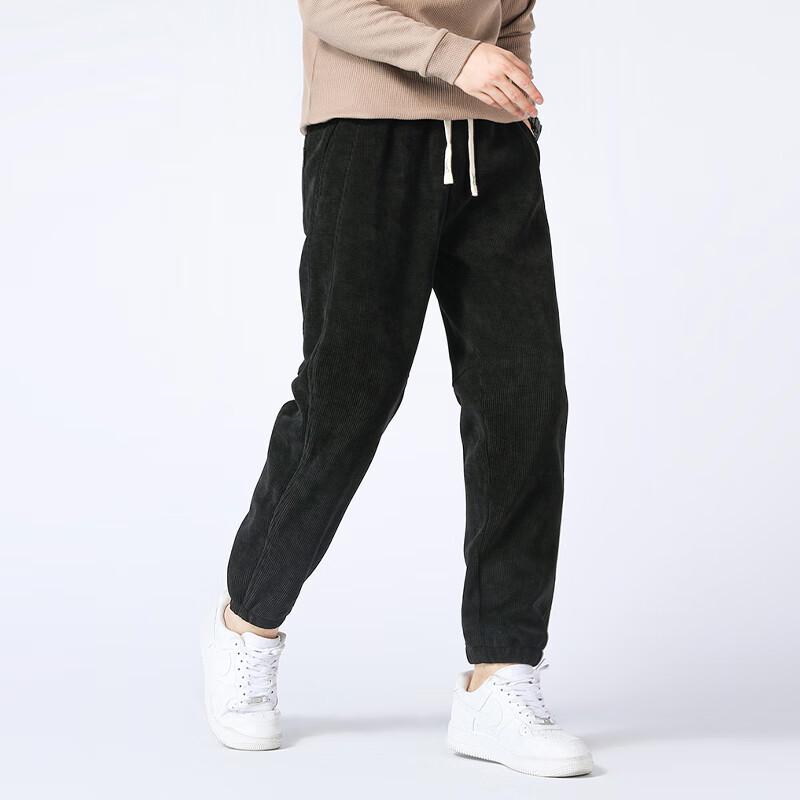 Men's Fleece Lined High-Waist Casual Winter Trousers