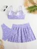 European & American Print Style Three-Piece Bikini Swimsuit Set for Women - 2026 Trend