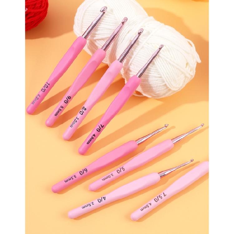 9Pcs Aluminum Crochet Hook with Soft Ergonomic Handle 2.0mm-6mm Includes Case And Knitting Accessories For Beginner