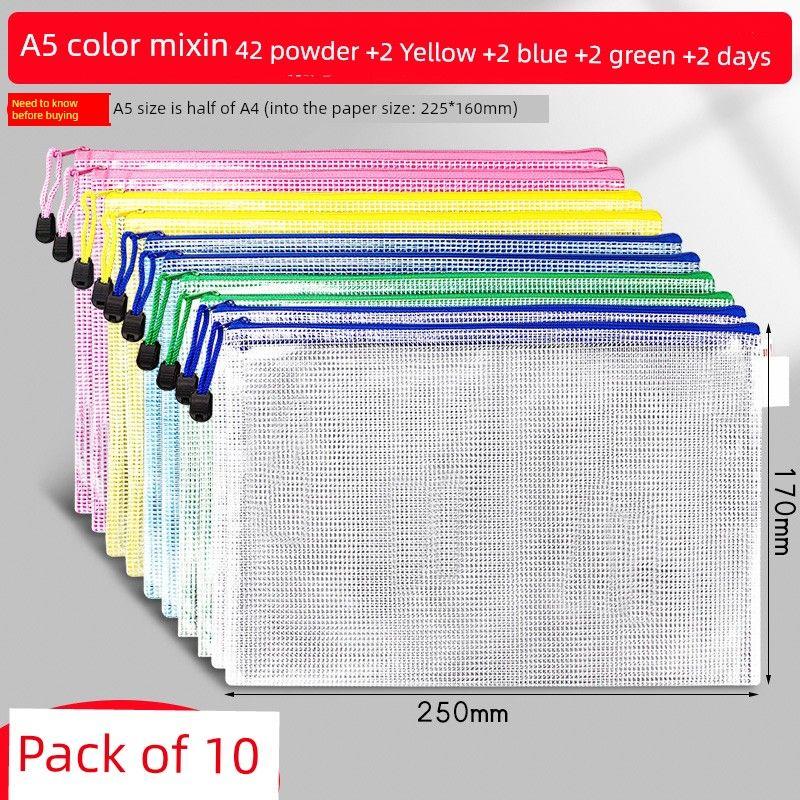 

Zipper Transparent Plastic A3 Test Paper Document Bag [Extra Thick] A5 Mixed Color 10 Pieces