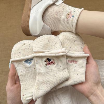 5 Pairs of  Women's Summer Embroidered Bow Ballet Breathable Mesh Boneless Short Tube Socks