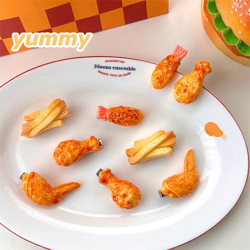 Funny Roasted Chicken Legs Hairpin Crispy Wings French Fries Hair Clips Simulation Food Fried Chicken Hairpins Hair Accessories
