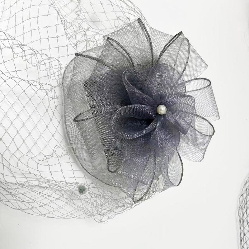Elegant Black Fascinator Hat With Net Flower and Hair Clip Headpieces Unique Hair Accessories for Women Girls